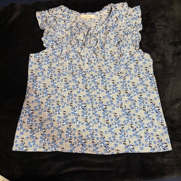 LOFT Tops - LOFT Blue and White Floral Blouse
